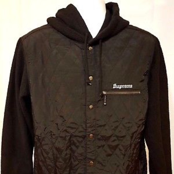 supreme sherpa lined nylon zip up jacket
